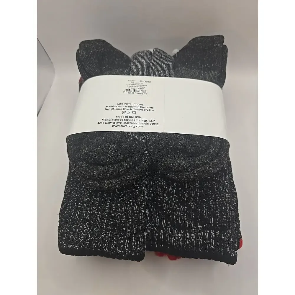 Merino‎ Wool Blend Mens Socks 6 Pair Pack Rural King SIZE 9-13